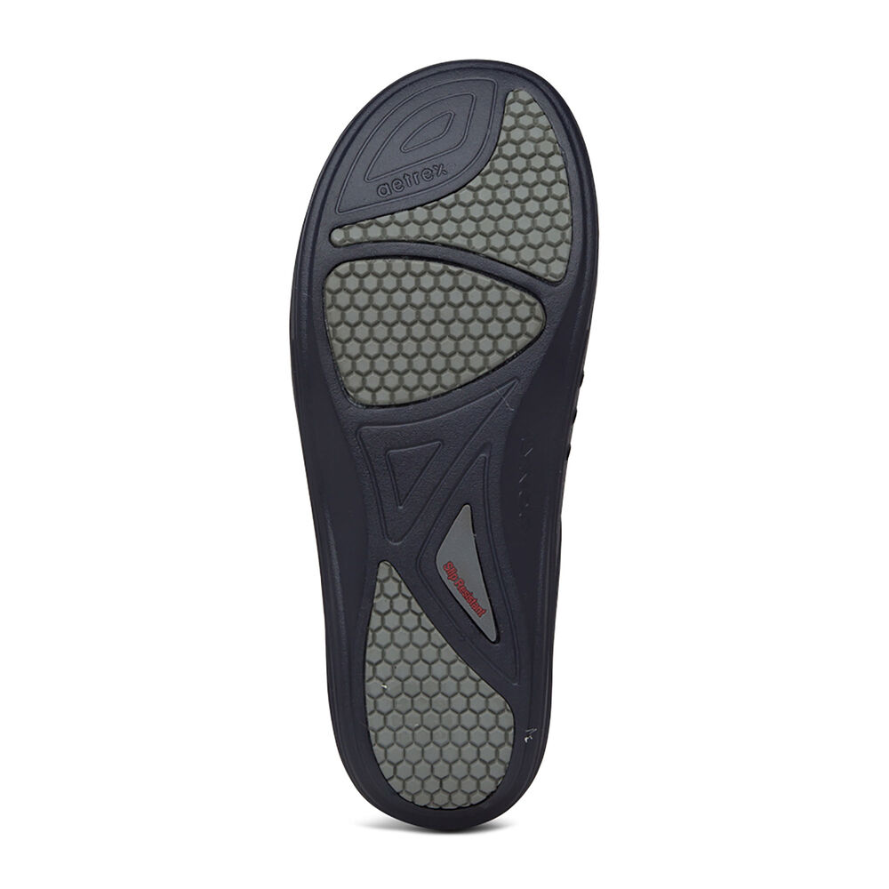 Aetrex Men's Bondi Orthotic Clogs - Navy | USA B9A44NE